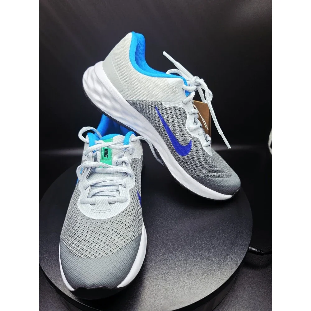 Nike Revolution 6 NN (GS) Unisex Kids Low Top Lace-Up Gray/Blue 6.5 W/5Y